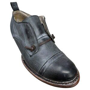 Freebird Mabel Black Distressed Leather Cap Toe Oxford Loafers